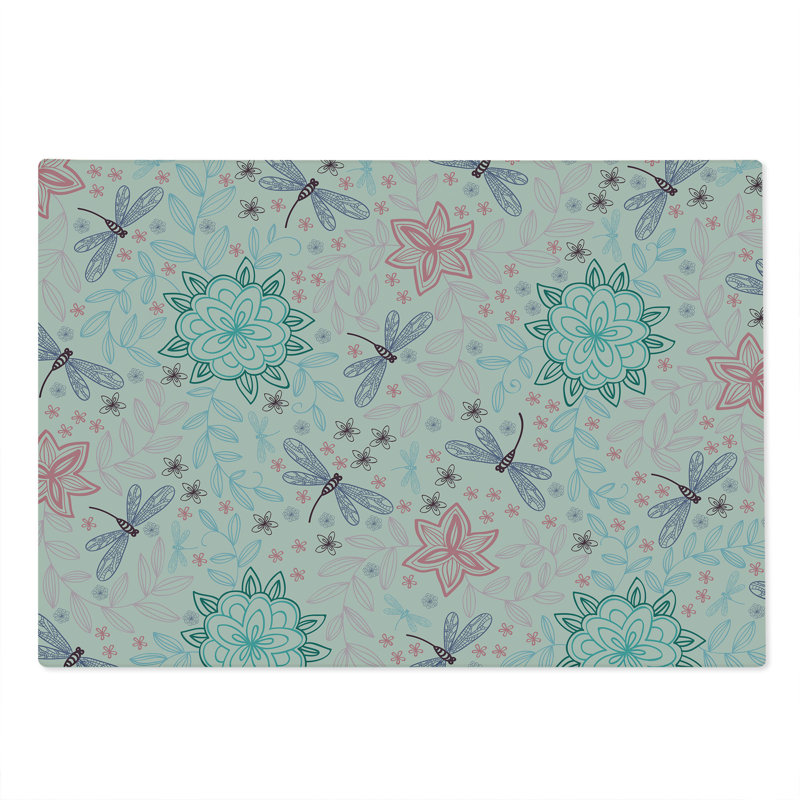 Ambesonne Colorful Cutting Board Large Size Bohem Dragonfly Multicolor