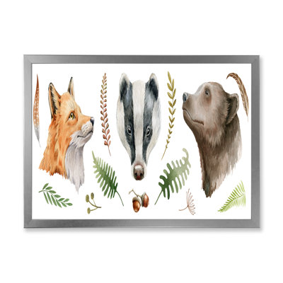 " Fox Bear And Badger " Painting Print