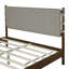 Base de lit plateforme en bois d'hévéa, base de lit grand avec tête de lit incluse, lit de style Mid-Century noyer et gris clair