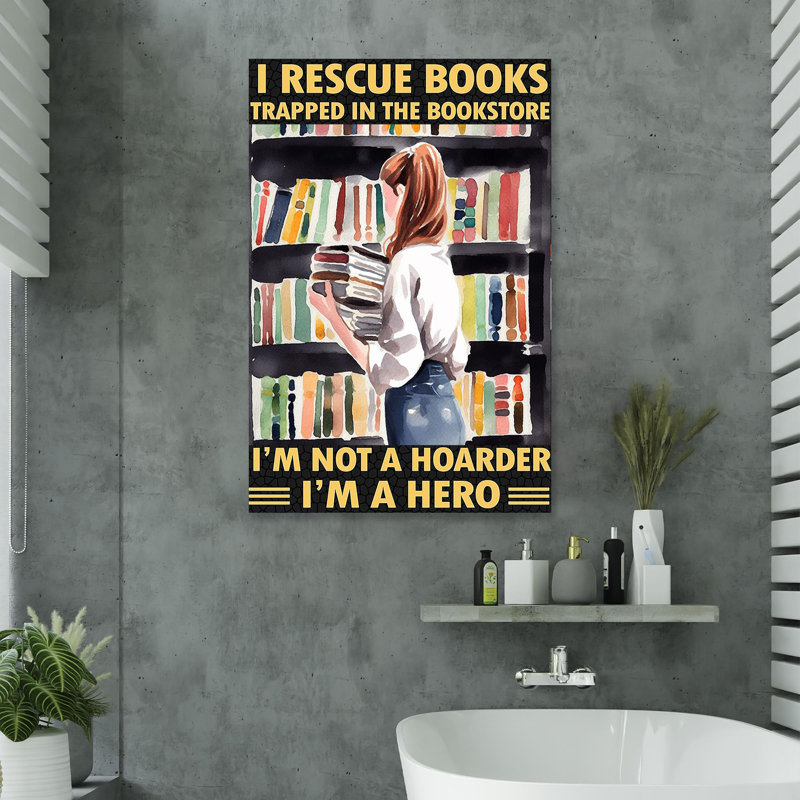 «I Rescue», livres «Traraped in the Bookstore», impression sur toile tendue, L 11 po x H 14 po