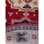 Tapis d'intérieur rond oriental en soie et laine crème et rouge, noué à la main, fait main-358529560