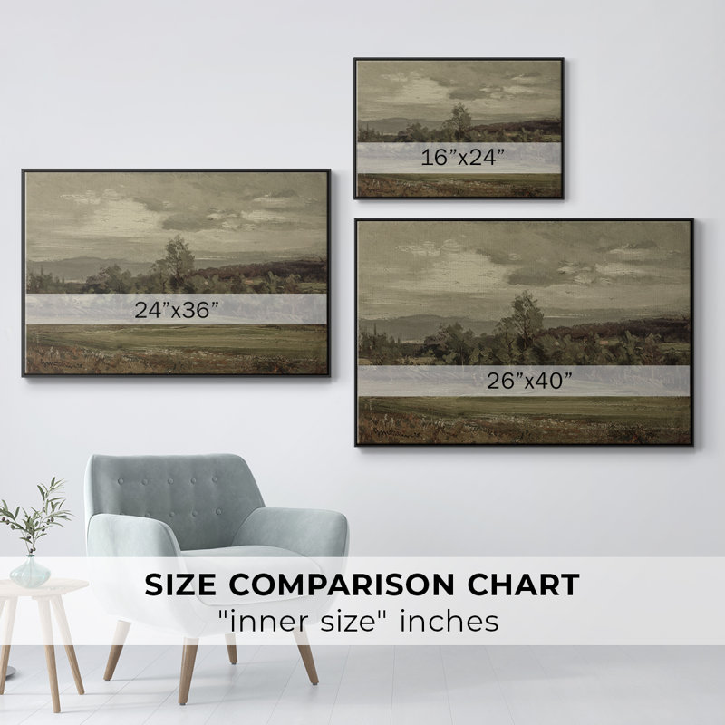 Paysage rétro - DCXCVI, Toile encadrée noire, H 27 po x l 41 po x P 2 po