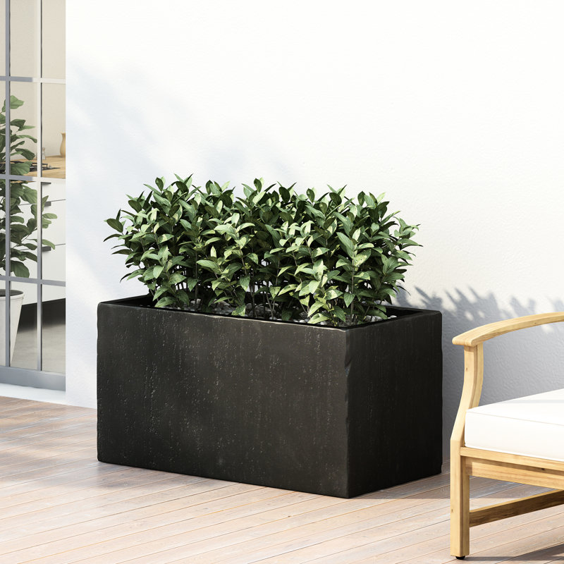Jardinière en oxyde de magnésium pour jardin - 81 cm L x 39,5 cm P x 40,6 cm H - Conception légère en béton noir pour l'extérieur