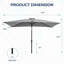 Parasol rectangulaire gris 6,5 x 10 pi avec manivelle, inclinable, toile résistante aux rayons UV pour la piscine, la cour et le patio (sans base)-795574658