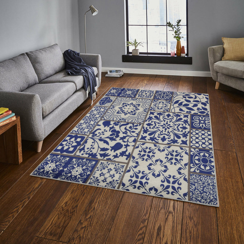 Premium Woven Carpet, 5.2 x 7.5 ft, 100% Polyester, Antibacterial, Non-Slip Underside, 0.3 in Pile Height | Machine Washable, 3D Digital Print | Perfect for Living Room, Bedroom & Office Décor