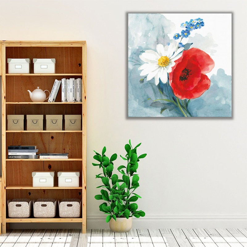 «Red White and Bloom», reproduction d'art sur toile, H 12 po x l 12 po