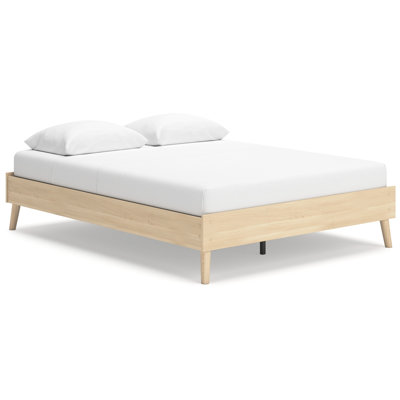 Abis Platform Bed, Natural Brown Wood, Low Profile Tapered Legs
