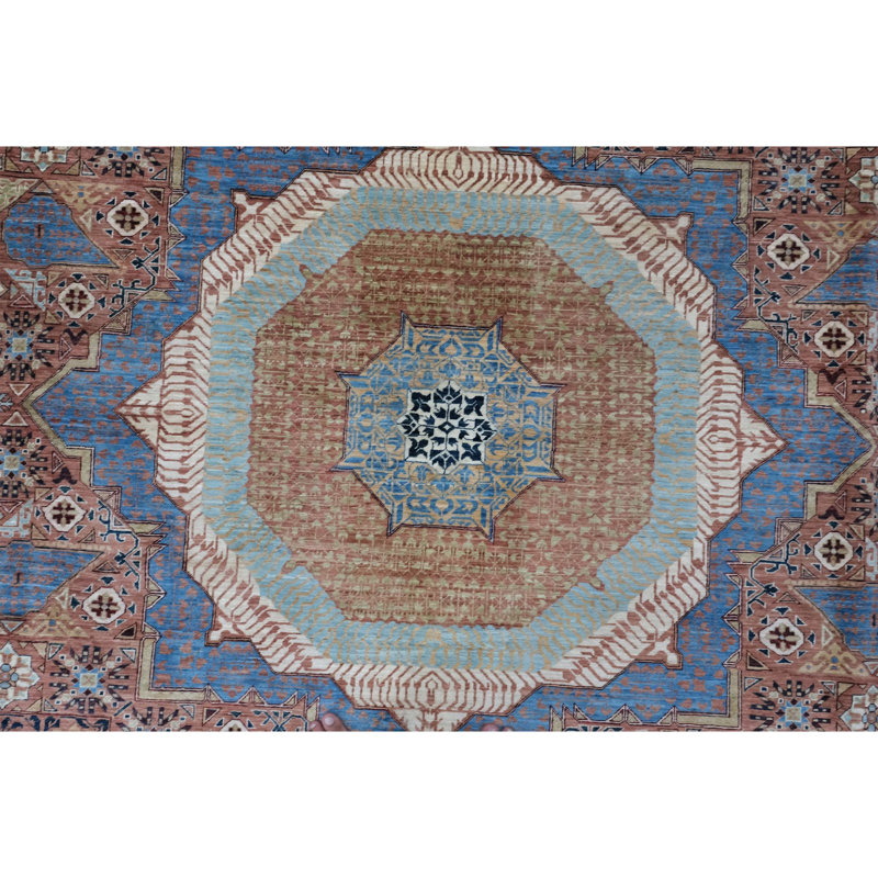 High-Quality Hand-Knotted Blue And Red Area Rug