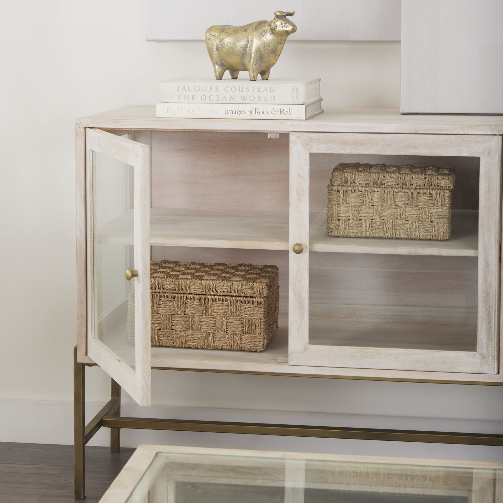 Warner Solid Wood Storage Cabinet, White