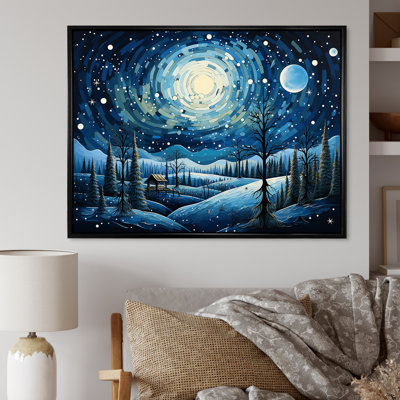 «Winter Christmas Landscape At Night - Winter Landscape», art mural