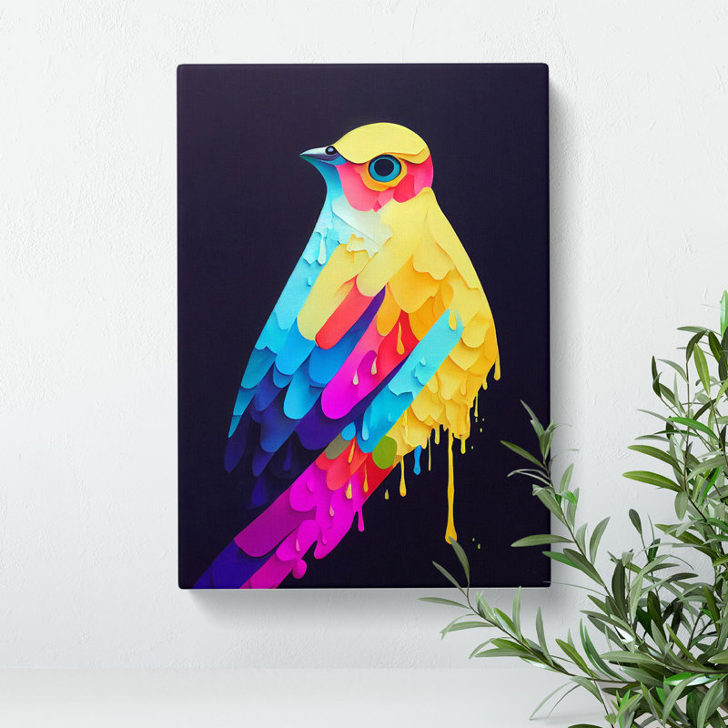 Painted Bird No.2 Abstract - Wrapped Canvas Print, 50cm H x 35cm W x 3cm D