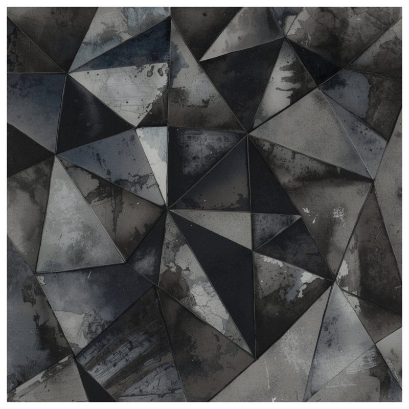 Coussins géométriques triangulaires noirs et gris, 14 X 14 pouces