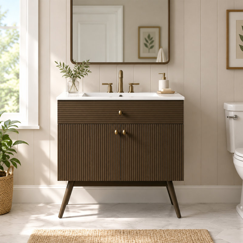 Freestanding Standard Free Standing Single Double Single Vanity Bathroom Vanity With Ceramic Top