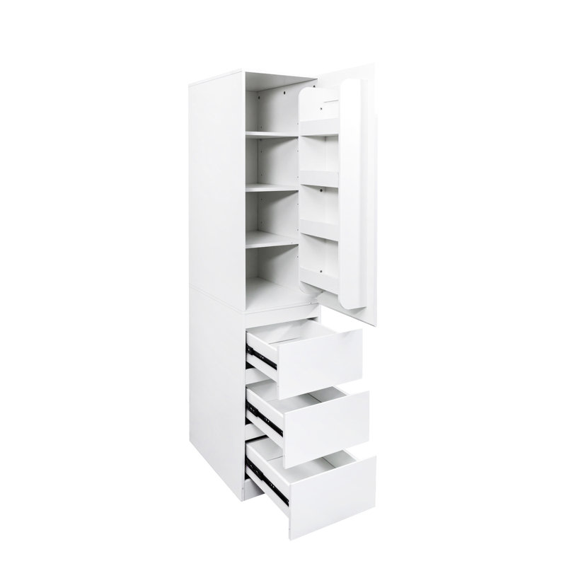 Grande armoire de cuisine, l 15,32 po x l 23,78 po x l 71,43 po, blanc, panneau de particules +, grand rangement visible, armoire moderne avec portes, tablettes et tiroirs - H 71,43 po, rangement pour les collations de fournitures,