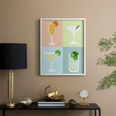 «Colorblock Cocktail I», reproduction encadrée - bois massif