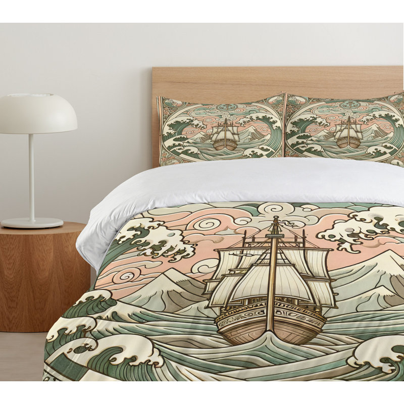 Nautical Duvet Cover, California King Duvet Cover + 2 Standard Shams