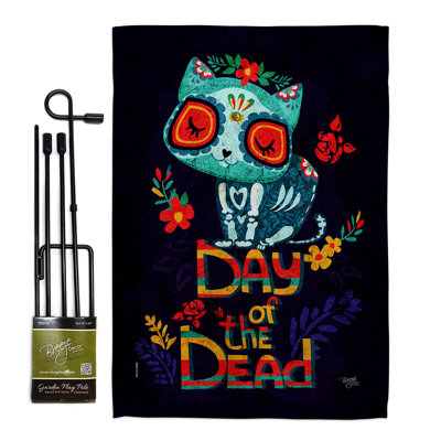 Skull Cat 2-Sided Polyester 19'' x 13'' Flag Set