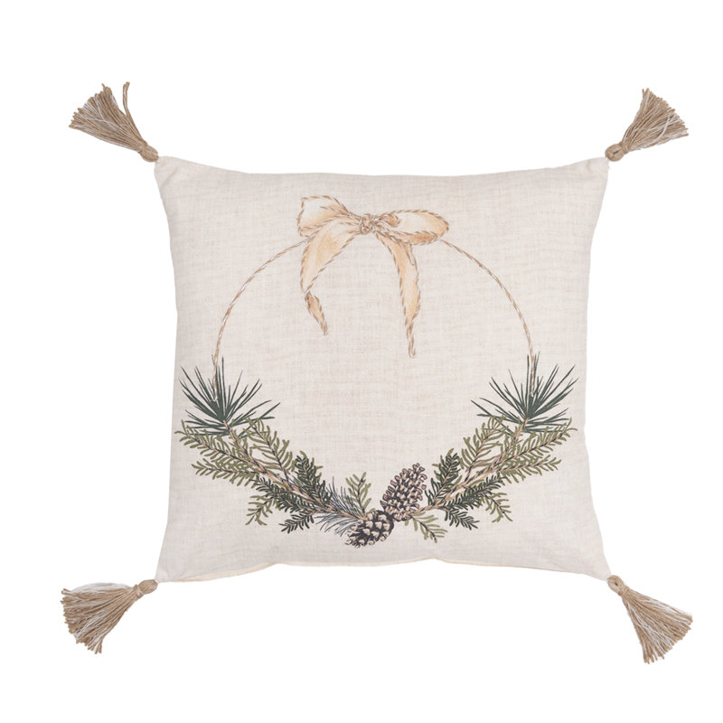 18" x 18" Pinecone Wreath Throw Pillow