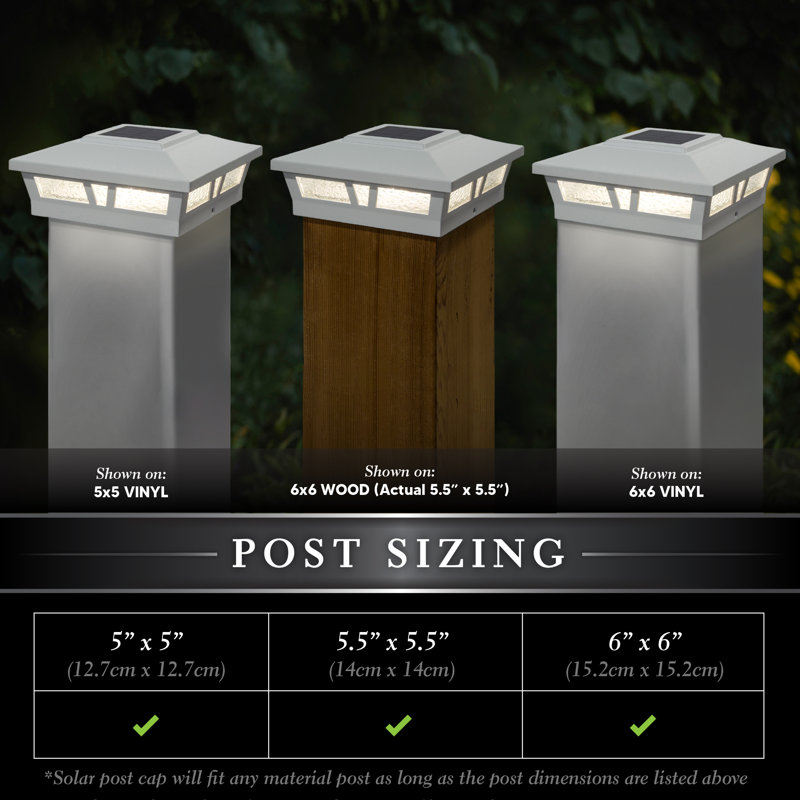 Oxford Solar Powered Integrated LED Aluminium Fence Post Cap Light 6 in. x 6 in. with Base Adapter Included, White