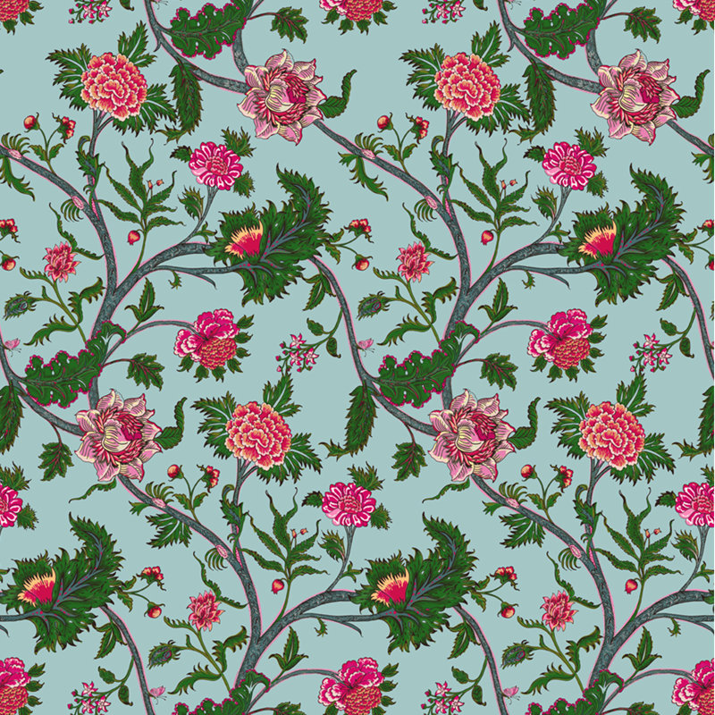 Palampore Performance Fabric, Azul