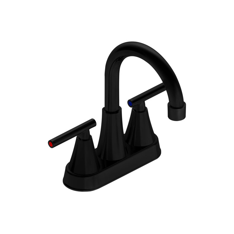 Bathroom Faucet, 7.85" Matt Black, 2 Deck-Mounted, , Ss304 & Zinc Alloy, Ceramic Cartridge, 1.2 Gpm Max Flow Rate, 360 Swivel Spout Pull-Out Design With Abs Head, Smooth Rate