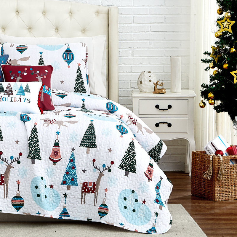 Ensemble de courtepointe réversible en microfibre Winter Wonderland, Courtepointe très grand + 5 pièces supplémentai