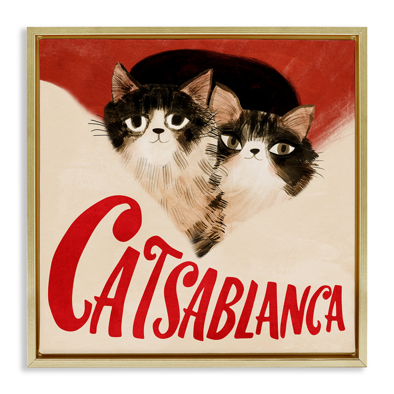 Cadre flottant rétro Cats Casablanca, H 25 po x l 25 po, Cadre flottant métallique doré