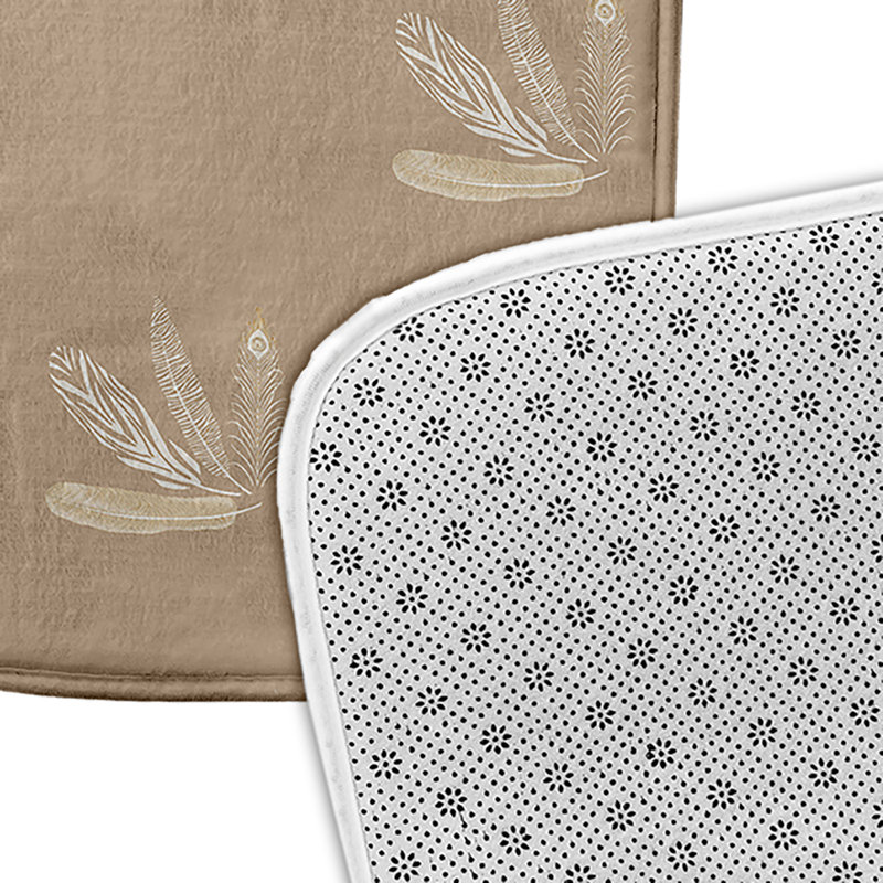 Tapis de bain à motif de plumes, L 17 po x L 24 po, Brun