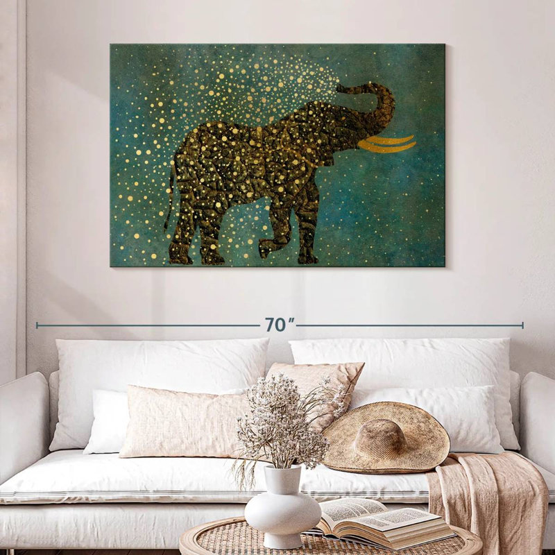 Brampt Gold Spraying Elephant, 32" H x 48" W