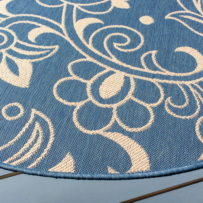 Tapis d'intérieur / extérieur floral Arthus Performance, Rond 6 pi 7 po