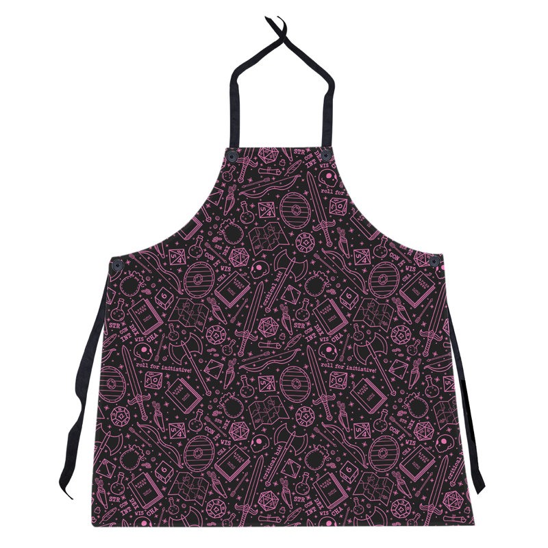 Tablier à motif rpg lines, Rose / Noir