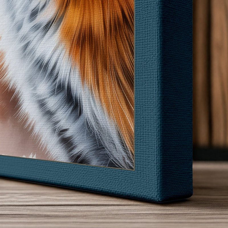 Fox in Profile Boho 1 Piece Wrapped Canvas Wall Art, 30x20 - 76.2 x 50.8 cm, Teal Border