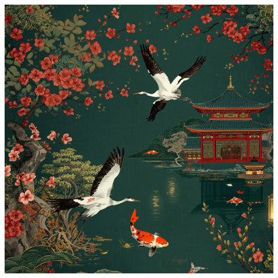 Tapis de bain scène de temple japonais