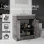 Meuble-lavabo autoportant de 30 pouces avec lavabo, porte à fermeture en douceur, comptoir et dosseret en marbre de granite blanc de 2 po, contreplaqué, gris-2138759314-2138759315