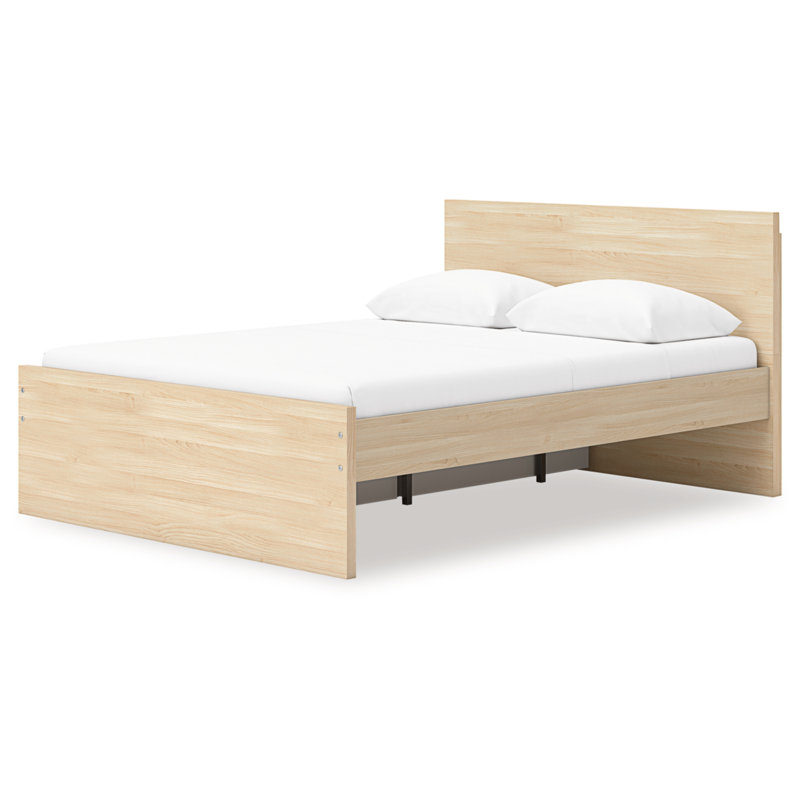 Dunagan Queen Panel Platform Bed With 1 Side Storage, Beige, Queen