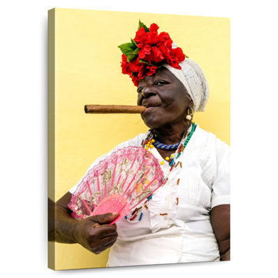 Leisha Woman Smoking Cigar In Havana Cuba