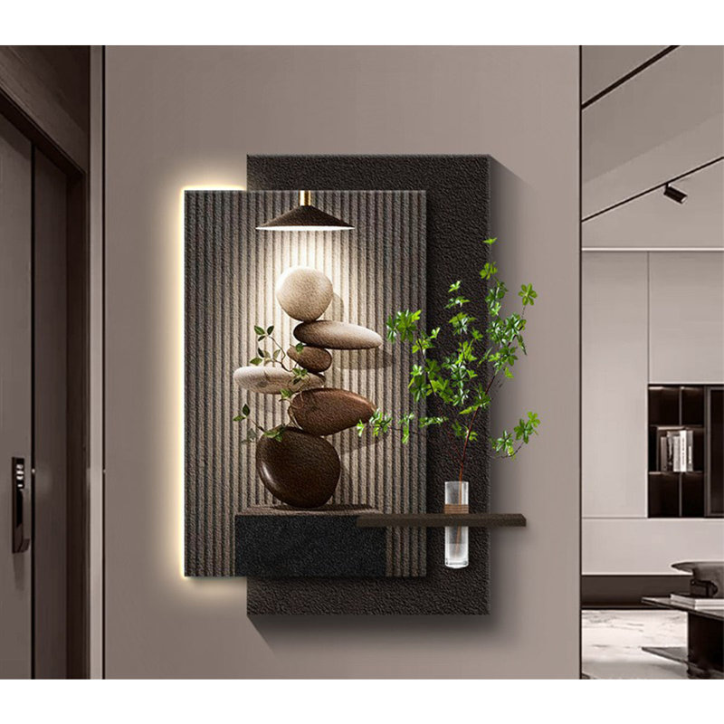 Fortune-Bringing Sandstone Wall Art - Luxury Led Accent Decor For Entryway & Living Room, 51.18" H x 33.86" W x 1.97" D
