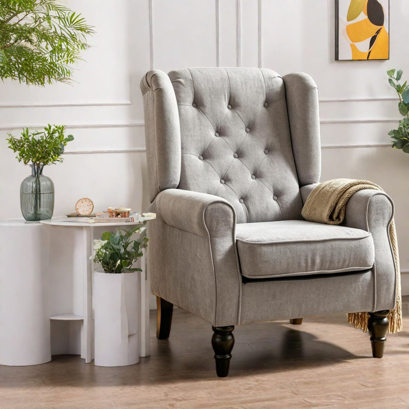 Chaises d'appoint hautes à oreilles, chaise moderne en bois de polyester gris pour la maison