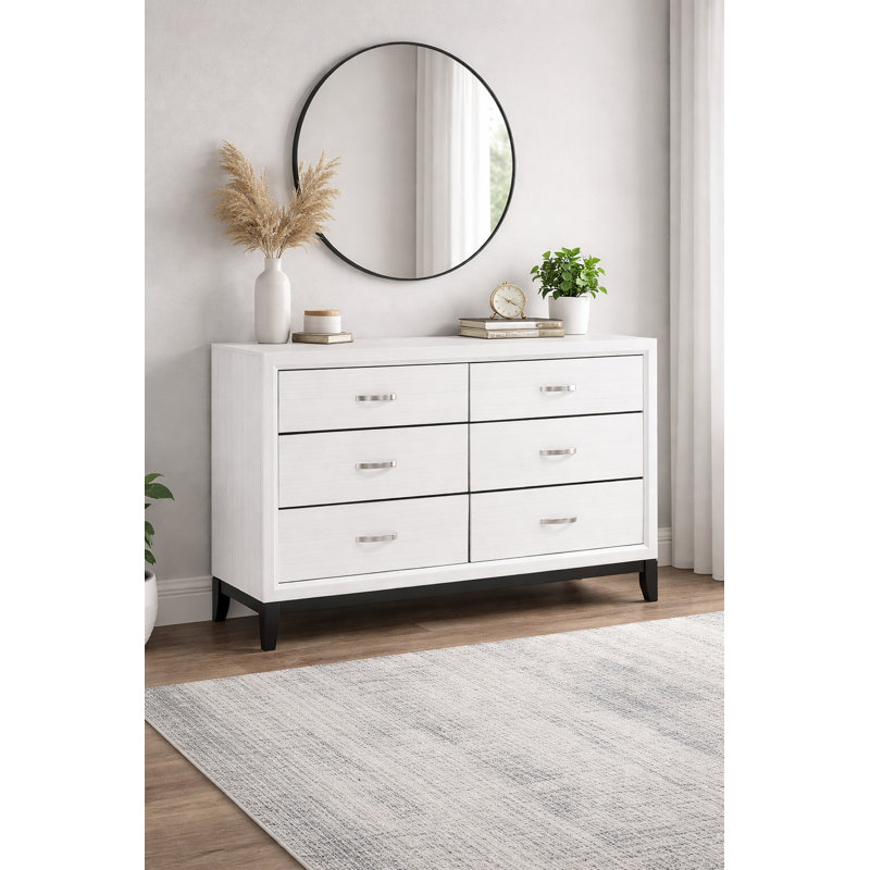 Commode blanche moderne à 6 tiroirs Hudson