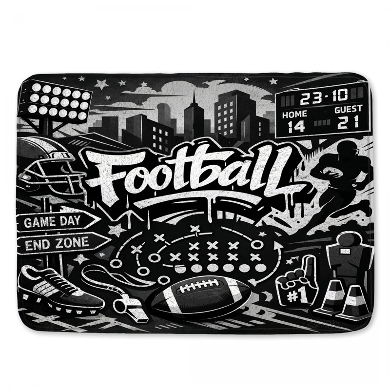 Tapis de bain American Football Art, L 24 po x L 17 po