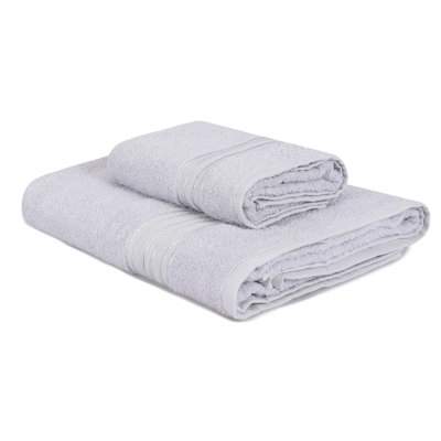 Luxurious 2-Piece Towel Set, 100% Cotton, Grey Color | Includes 19.7 x 35.4 inches Hand Towel & 35.4 x 59.1 inches Bath Towel | Soft, Absorbent, and Machine Washable at 104°F | Perfect for Spa & Home Use
