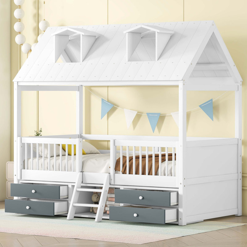 Structure de lit simple en bois, Blanc