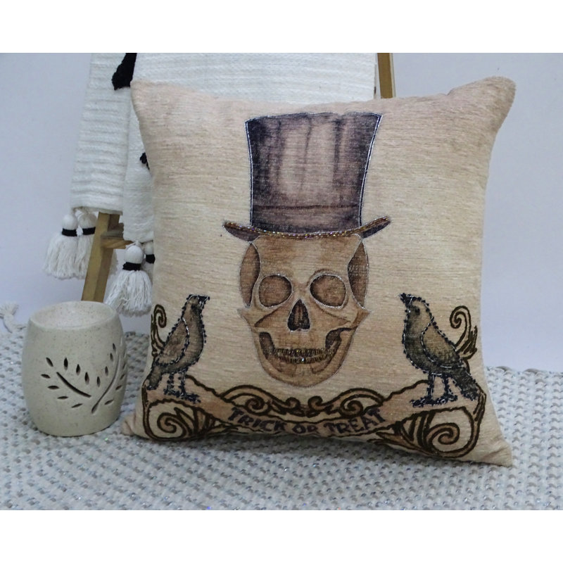 Menoken Embroidered Cotton Blend Throw Pillow