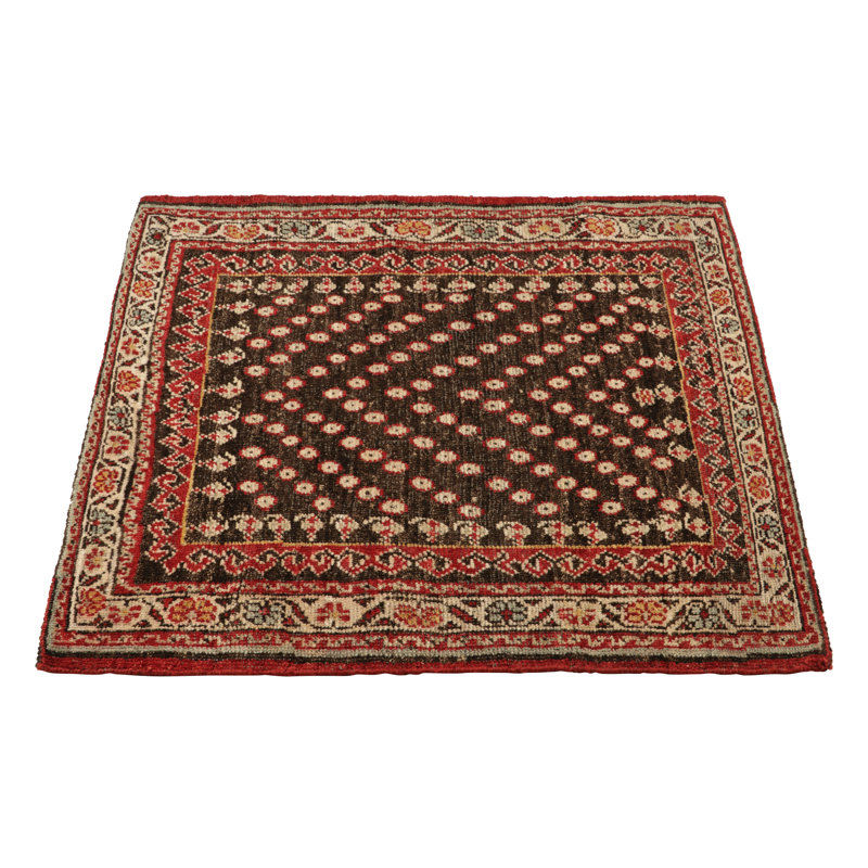Rug & Kilim’S Tribal Style Square Rug In Brown And Red With Floral Patterns, Square 4'
