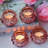 Set of 6 Rose Gold Pumpkin Glass Votive Candle Holders – Vertical Stripe Design, Romantic Tea Light Holders for Valentine’s Day, Wedding & Table Decor