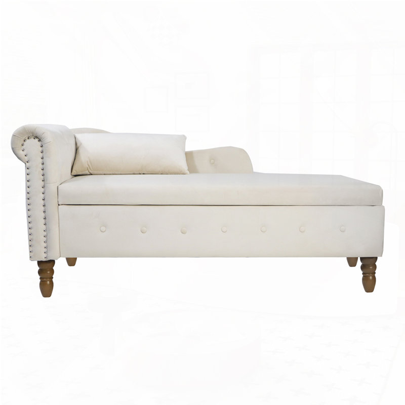 Chaise longue rembourrée pour l'intérieur, Beige, Brun