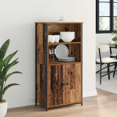 Highboard Black Oak 62 X 36 X 121.5 Cm Engineered Wood
