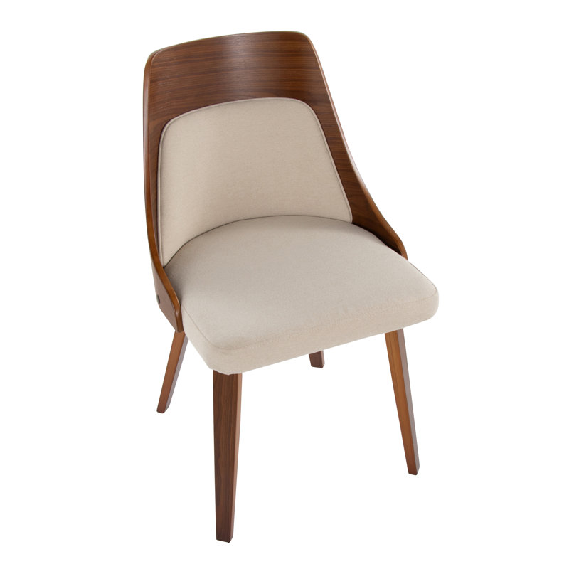 Chaises d'appoint rembourrées avec pieds en bois courbé Aurika, Noyer, Crème