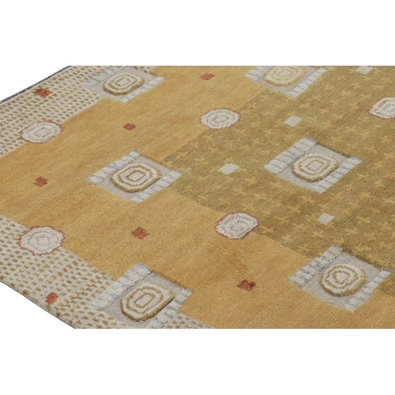 Scandinavian Hand Knotted Wool Geometric Area Rug, Rectangle 12' x 15'