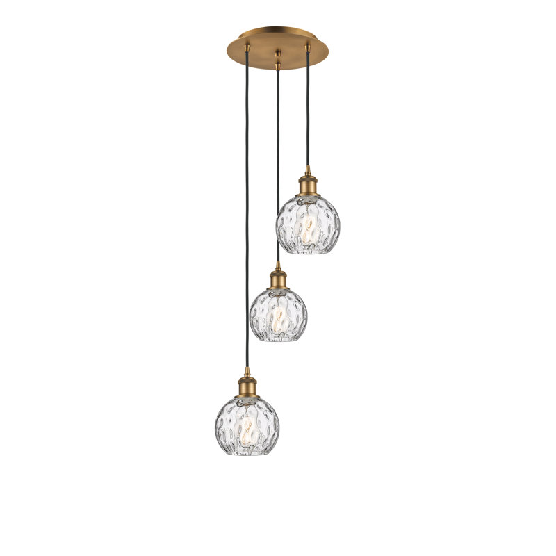 Luminaire suspendu en grappe à 3 lumières Cindi, H 18 po x l 12,75 po x P 12,75 po, Laiton brossé